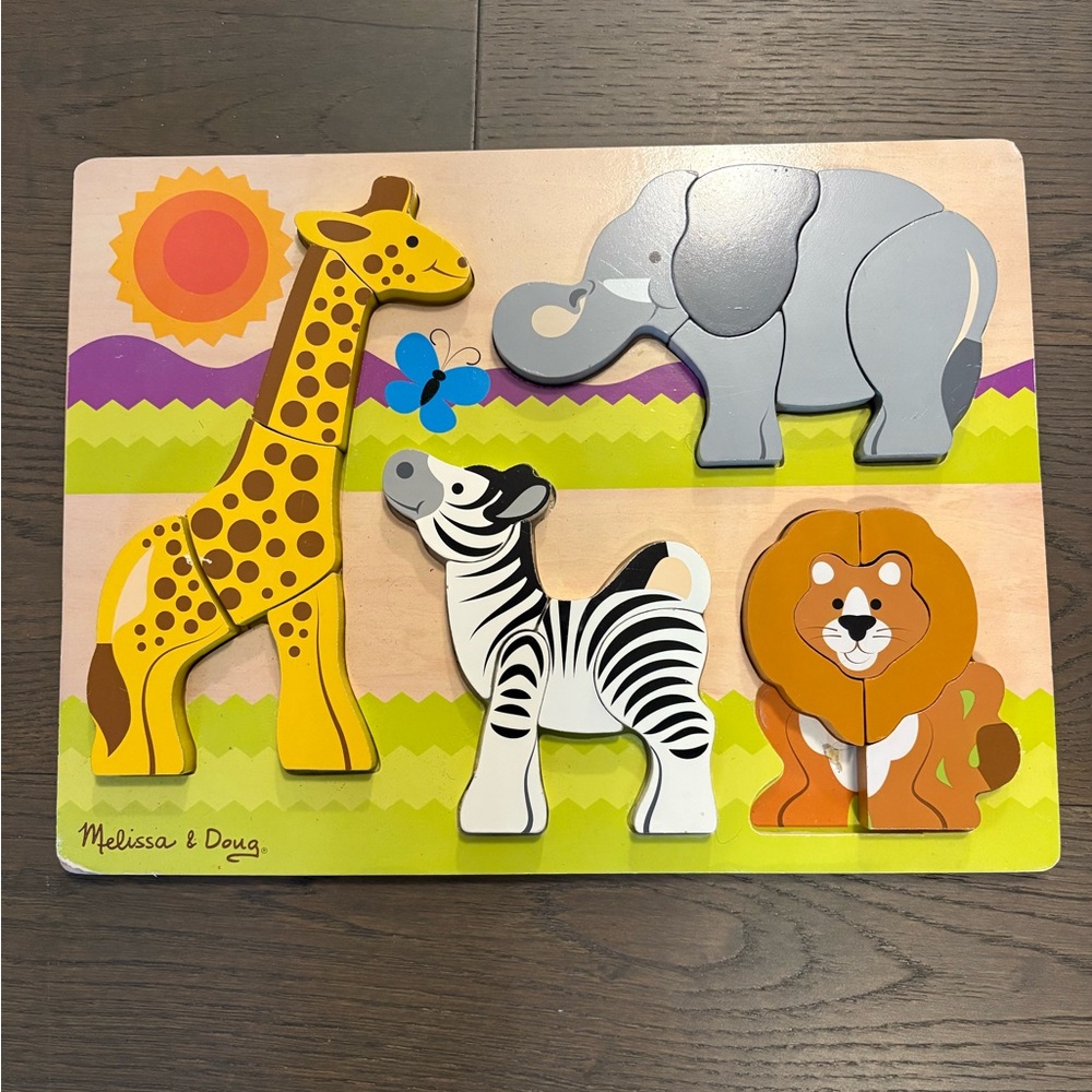 Melissa & Doug kids wooden animal puzzle selling as is
